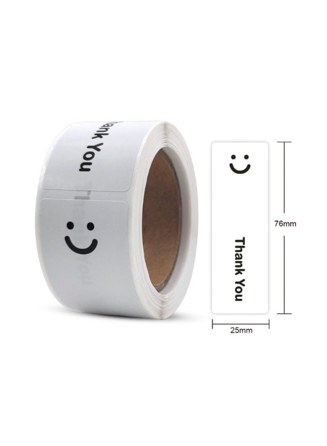 120 Pcs Smiley Thank You Stickers, Rectangle Roll Stickers for Gift Box Seals, DIY Crafts, Decoration & Party Favors - Image 1